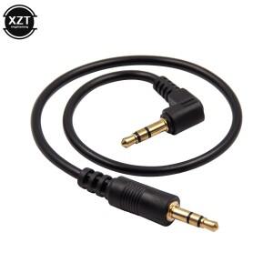 MP3 자동차 헤드폰 전화 스피커용 스테레오 오디오 케이블 수-수 Aux 금도금 90 도 각도 30cm 3.5mm