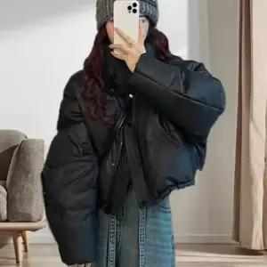 캐주얼점퍼 여성 캐주얼 무광 하이넥 숏 크롭 패딩 점퍼