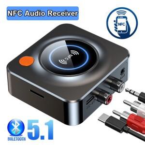 NFC 블루투스 5.1 수신기 자동차 스테레오 AUX 3.5mm 잭 RCA 광학 오디오 무선 어댑터 TV 차량용 키트
