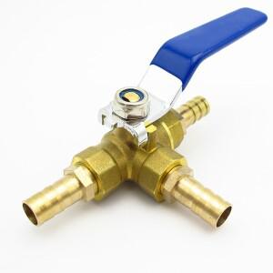 물오일 공기 가스용 3 방향 황동 볼 밸브 커넥터 호스 바브 풀 포트 4mm 10mm 19mm