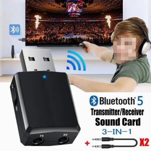 USB 블루투스 5.0 송신기 리시버 3 in 1 EDR 어댑터 동글 3.5mm AUX TV PC 헤드폰 홈 스테레오 자동차 HIFI
