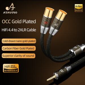 ATAudi 호환O HiFi 4.4mm ~ 2XLR 스피커 용 코드 하이 엔드 OCC 금도금 Male & Female 분배기 Y 어댑터 오