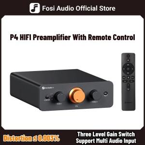 Fosi Audi 호환o P4 HiFi 프리앰프: 3개의 RCA 입력 EQ/바이패스 교체 가능 연산 증폭기 오디오파일 시스템
