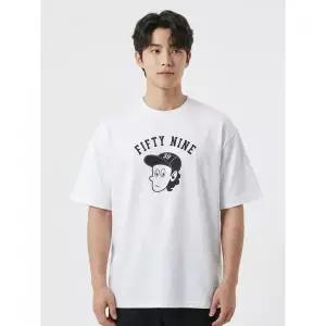 지이크 면 오버핏 캐릭터 반팔 티셔츠 화이트_(PIIBD8706) 591567Moony