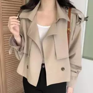 더블버튼 숏 트렌치 코트 더블 자켓 베이지