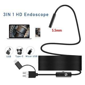 유선 미니 내시경 카메라 안드로이드 타입 C USB 보어스코프 방수 LED 조명 검사 5.5mm 렌즈 1m 2m 1.5m