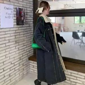 양털점퍼 여자 2컬러 따뜻한 겨울아우터 데님 퍼 롱점퍼 청자켓