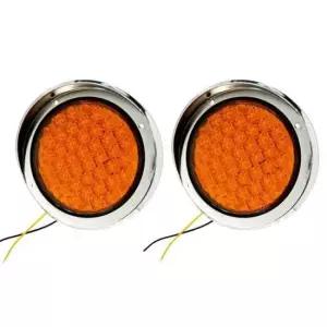 트럭 트레일러 대형 차량용 방향지시등 크롬 원형 12V 24V (HCL6801)