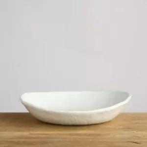 이천도자기 떡살백자 주물럭타원볼 1호 21cm 그릇 도자기접시