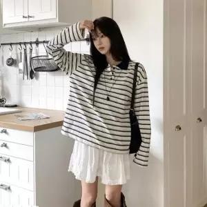 [다잇템] 여성 카라 빅사이즈 단가라 티셔츠 남방