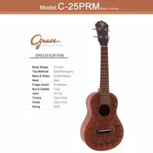 [아트박스]/그레이스 기타&우쿠렐레 그레이스 우쿠렐레 C-25PRM (Grace Ukulele) 콘서트 바디 우쿨