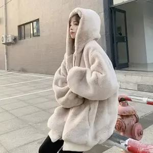 오버핏 페이크 밍크퍼 후드 집업 HH-D16 (W9967ED)