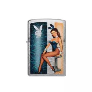 ZIPPO 48374 PLAYBOY 지포라이터 브러쉬드 크롬 바디