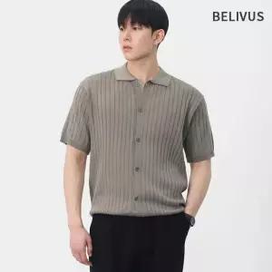 [빌리버스]빌리버스 남자 여름 세로 골지 카라넥 니트 가디건 BOP179