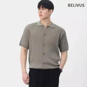 빌리버스 남자 여름 세로 골지 카라넥 니트 가디건 BOP179