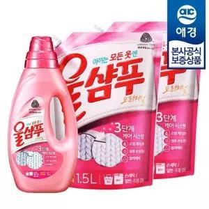 [애경][비밀] 울샴푸 중성세제 오리지널 1L +리필 1.5L x2개
