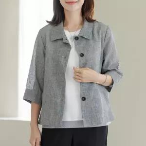 [데드라](88size)아들하운드체크린넨자켓 OUE3062