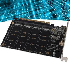 Adapter Card 4 Port M.2 NVMe SSD to PCIE X16 M Key Drive Converter Reader Simple and Convenient Usin