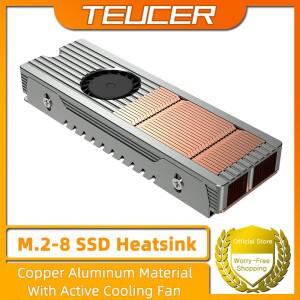 TEUCER M.2-8 2280 SSD 방열판 구리 알루미늄 소재 NVME 라디에이터 냉각 선풍기 및 열 실리콘 패드 포함