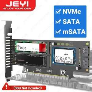 JEYI NVMe NGFF 및 mSATA SSD PCIe 4.0/3.0 어댑터 카드 3 in 1 M.2 NVME-PCIE/M.2 SSD-SATA III/mSATA-SAT