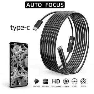 차량용 자동 초점 내시경 HD1944P 안드로이드 폰 C타입 5MP 미니 하수도 검사 카메라 USB 보어스코프 1-20m