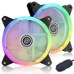 PC 케이스용 DS 컴퓨터 냉각 팬 ASUS Aura Sync 또는 MSI Mystic 컨트롤러와 호환되는 120mm LED RGB 2팩