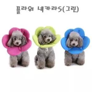 플라워 넥카라S(그린) 음방지 긁기방지 애견 강아지