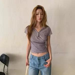 여자 버튼 꼬임 린넨 숏 슬리브 반팔 3컬러 후드 니트 티셔츠_25354162_588872