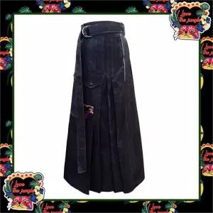 [곽현주컬렉션] CAT SERIES BLACK DENIM LONG SKIRT