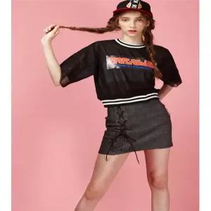 [곽현주컬렉션] [젯콜리코] BLACK DENIM EYE_LET SKIRT