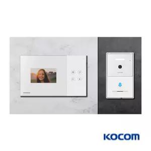 코콤 아날로그 4선식 인터폰 비디오폰(KCV-YO43/KC-X81) 화이트 색상 (도어카메라 포함)