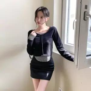 여성 스트라이프 레이어드 슬림 티셔츠 남방 단가라