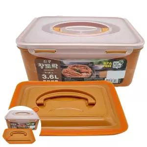 반찬통 황토락 김치통 소 누름판포함 절임 밀폐용기 5호 3.6L
