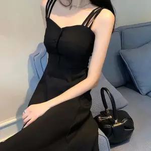 [룽스_64]나린 어깨끈 신축성 좋은 프릴원피스 롱 원피스
