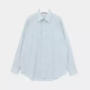 [오라리]오라리 26SS 슈퍼 파인 울 스트라이프 남성 셔츠 A26SS01WW SAX BLUE LIME STRIPE