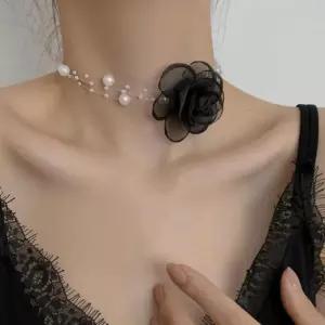 [룽스_64]목걸이 장미 여성 끈목걸이 초커목걸이 진주 초커