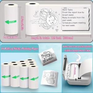 15롤 흰색 감열 스티커 용지 57x25mm C13/C15/C17/C19 미니 프린터 메모 프린팅된 라벨과 호환 가능