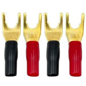 4Pcs Y U Shape Banana Plug Gold Plated Fork Jack Solderless Cable Power Terminal Connector