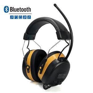 업그레이드된 블루투스 5.3 청력 보호 헤드폰 FM 라디오 25dB NRR 안전 귀마개(잔디깎이 작업 작업장용)