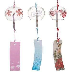 생일 선물용 수제 펜던트, 홈 웨딩 파티 장식용 베네크레아트 3PCS 일본풍 차임 핑크 체리 / 레드 블루 유리 풍종 핸드메이드 펜던트