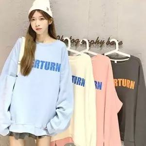 [골드스마일]데일리 여성 기모 맨투맨 캐주얼 여자 루즈핏 맨투맨 스웨트셔츠