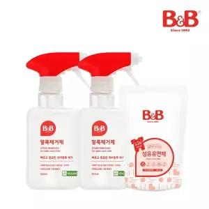 [비앤비][비건 인증] 아기 의류 얼룩제거제 300ml x 2개 (+유연제 800ml증정)