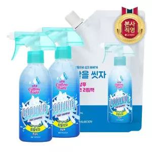 [엘지생활건강][여름 운동화 속 땀냄새 제거]온더바디 발을씻자 풋샴푸 쿨링 385ml 2개 + 리필 500ml 1개