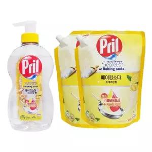 [레이프릴]프릴 주방세제 베이킹소다 퓨어레몬 700ml + 리필 1000ml x2