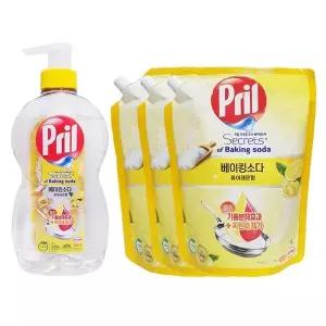 [레이프릴]프릴 주방세제 베이킹소다 퓨어레몬 700ml + 리필 1000ml x3