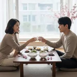 [콩심팥심]온도감응 변색 벚꽃 술잔 매화 디자인 소주잔 홈술 홈파티 선물용