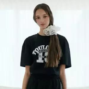 [에고이스트] [BLUE LABEL] 프린트 볼륨 스웨트 반팔 티셔츠 (ER2OTH57-T)