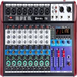블루투스 USB 녹음 48V 팬텀 파워 및 24개의 DSP 효과가 포함된 WIN-MIX 프로페셔널 8 채널 믹서 - DJ