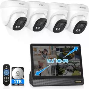 OOXX 2026 업데이트 4K PoE 카메라 시스템 10인치 모니터 포함 유선 4대 실내외 4CH NVR 1TB HDD 내장