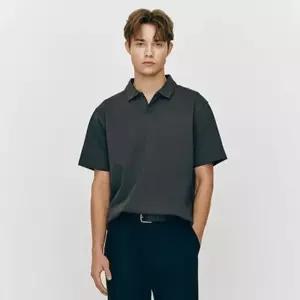 백화점 지오다노 남자 오픈카라 슬릿넥 폴로 폰테 무지 반팔 티셔츠 015504